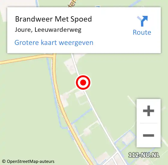 Locatie op kaart van de 112 melding: Brandweer Met Spoed Naar Joure, Leeuwarderweg op 26 februari 2022 18:26