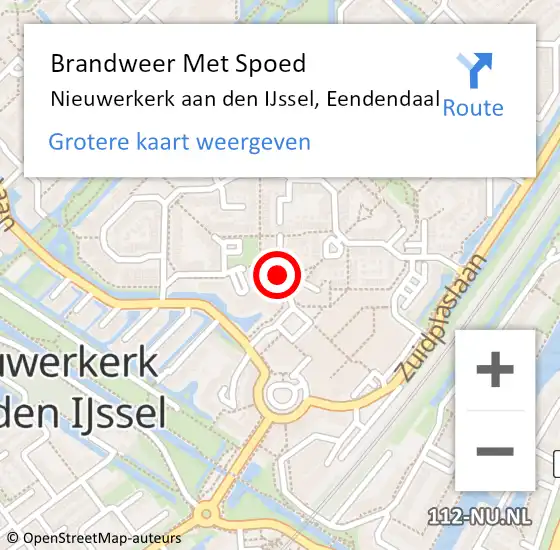 Locatie op kaart van de 112 melding: Brandweer Met Spoed Naar Nieuwerkerk aan den IJssel, Eendendaal op 26 februari 2022 18:32