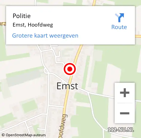 Locatie op kaart van de 112 melding: Politie Emst, Hoofdweg op 26 februari 2022 18:32