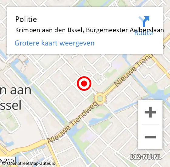 Locatie op kaart van de 112 melding: Politie Krimpen aan den IJssel, Burgemeester Aalberslaan op 9 juli 2014 16:52