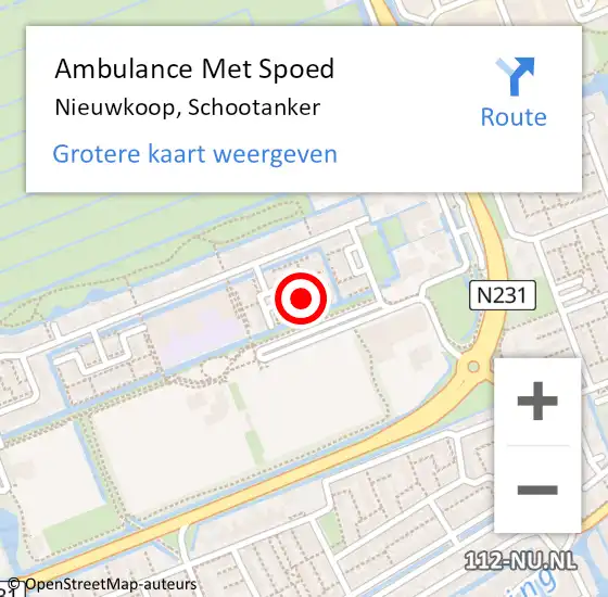 Locatie op kaart van de 112 melding: Ambulance Met Spoed Naar Nieuwkoop, Schootanker op 26 februari 2022 18:50