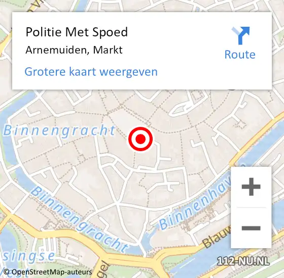 Locatie op kaart van de 112 melding: Politie Met Spoed Naar Arnemuiden, Markt op 26 februari 2022 19:23