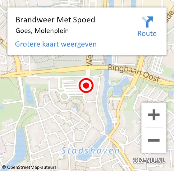 Locatie op kaart van de 112 melding: Brandweer Met Spoed Naar Goes, Molenplein op 26 februari 2022 19:49