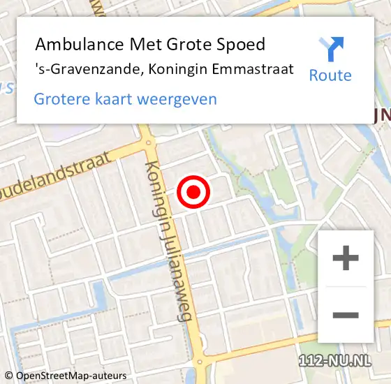 Locatie op kaart van de 112 melding: Ambulance Met Grote Spoed Naar 's-Gravenzande, Koningin Emmastraat op 26 februari 2022 19:57