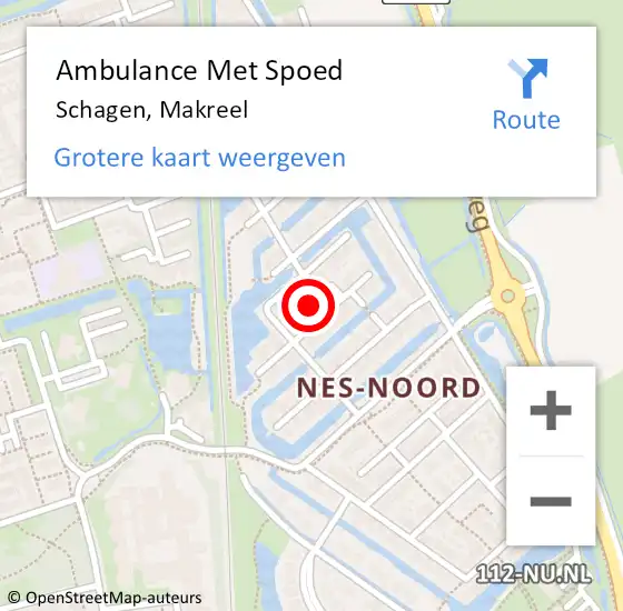 Locatie op kaart van de 112 melding: Ambulance Met Spoed Naar Schagen, Makreel op 26 februari 2022 20:00