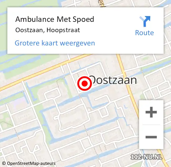 Locatie op kaart van de 112 melding: Ambulance Met Spoed Naar Oostzaan, Hoopstraat op 26 februari 2022 20:06