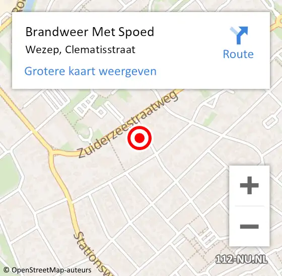 Locatie op kaart van de 112 melding: Brandweer Met Spoed Naar Wezep, Clematisstraat op 26 februari 2022 20:08