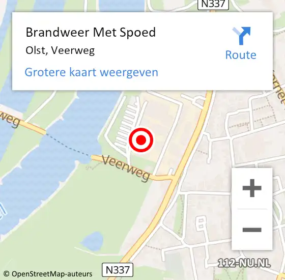 Locatie op kaart van de 112 melding: Brandweer Met Spoed Naar Olst, Veerweg op 26 februari 2022 20:15