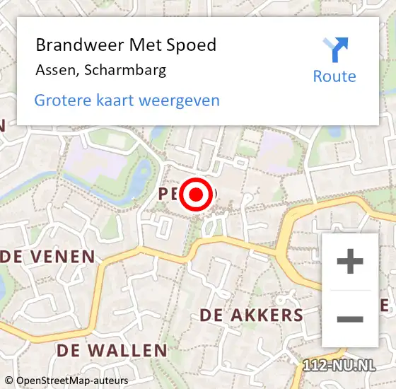 Locatie op kaart van de 112 melding: Brandweer Met Spoed Naar Assen, Scharmbarg op 26 februari 2022 20:32