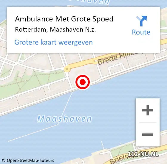 Locatie op kaart van de 112 melding: Ambulance Met Grote Spoed Naar Rotterdam, Maashaven N.z. op 26 februari 2022 20:34