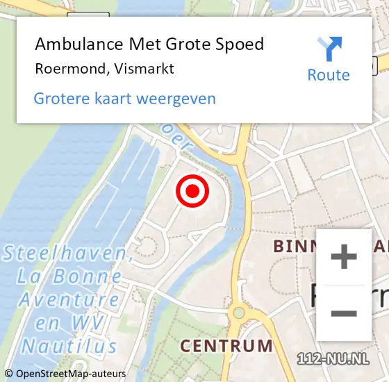 Locatie op kaart van de 112 melding: Ambulance Met Grote Spoed Naar Roermond, Vismarkt op 26 februari 2022 20:35