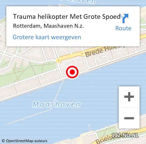 Locatie op kaart van de 112 melding: Trauma helikopter Met Grote Spoed Naar Rotterdam, Maashaven N.z. op 26 februari 2022 20:55