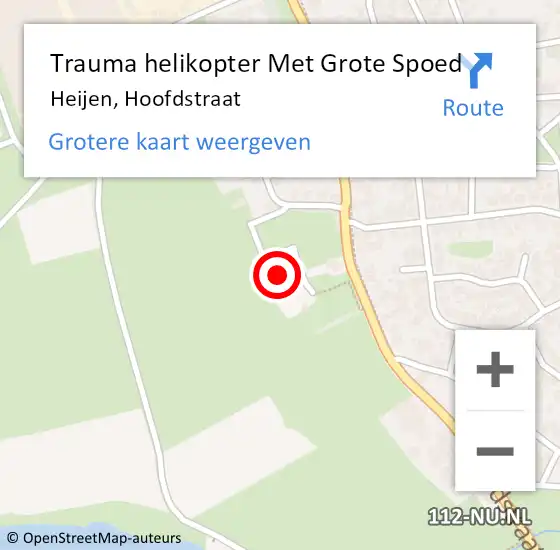 Locatie op kaart van de 112 melding: Trauma helikopter Met Grote Spoed Naar Heijen, Hoofdstraat op 26 februari 2022 20:59