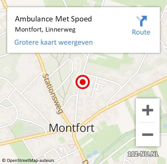 Locatie op kaart van de 112 melding: Ambulance Met Spoed Naar Montfort, Linnerweg op 26 februari 2022 21:04