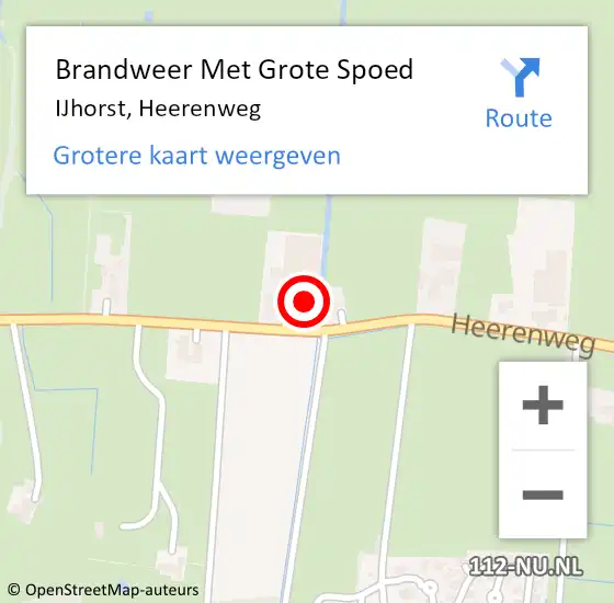 Locatie op kaart van de 112 melding: Brandweer Met Grote Spoed Naar IJhorst, Heerenweg op 26 februari 2022 21:14