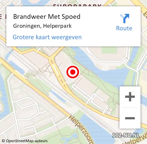 Locatie op kaart van de 112 melding: Brandweer Met Spoed Naar Groningen, Helperpark op 26 februari 2022 21:30