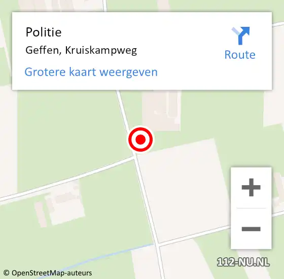 Locatie op kaart van de 112 melding: Politie Geffen, Kruiskampweg op 26 februari 2022 21:46