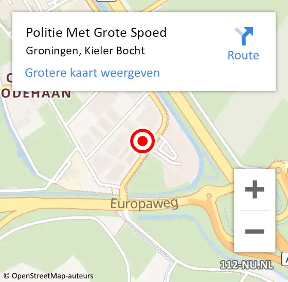 Locatie op kaart van de 112 melding: Politie Met Grote Spoed Naar Groningen, Kieler Bocht op 26 februari 2022 22:10