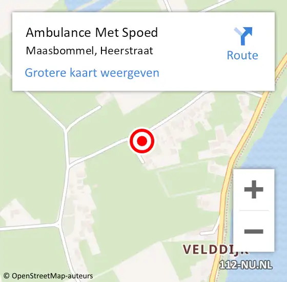 Locatie op kaart van de 112 melding: Ambulance Met Spoed Naar Maasbommel, Heerstraat op 26 februari 2022 22:22