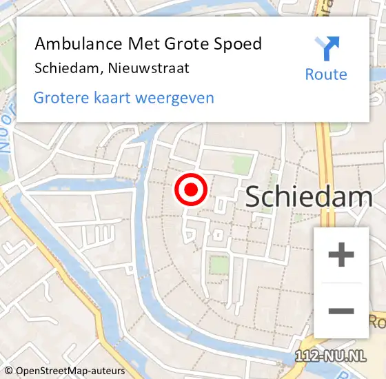 Locatie op kaart van de 112 melding: Ambulance Met Grote Spoed Naar Schiedam, Nieuwstraat op 26 februari 2022 22:46