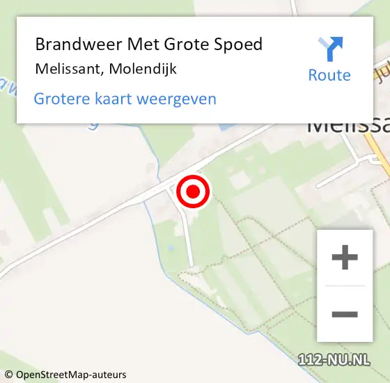 Locatie op kaart van de 112 melding: Brandweer Met Grote Spoed Naar Melissant, Molendijk op 26 februari 2022 22:47