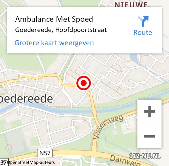 Locatie op kaart van de 112 melding: Ambulance Met Spoed Naar Goedereede, Hoofdpoortstraat op 26 februari 2022 23:08