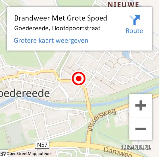 Locatie op kaart van de 112 melding: Brandweer Met Grote Spoed Naar Goedereede, Hoofdpoortstraat op 26 februari 2022 23:09