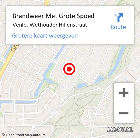 Locatie op kaart van de 112 melding: Brandweer Met Grote Spoed Naar Venlo, Wethouder Hillenstraat op 26 februari 2022 23:12