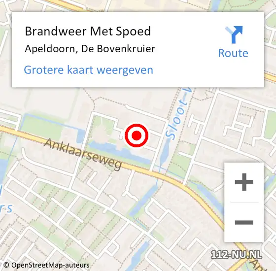 Locatie op kaart van de 112 melding: Brandweer Met Spoed Naar Apeldoorn, De Bovenkruier op 26 februari 2022 23:14