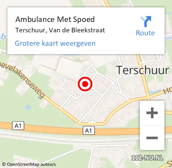Locatie op kaart van de 112 melding: Ambulance Met Spoed Naar Terschuur, Van de Bleekstraat op 26 februari 2022 23:14