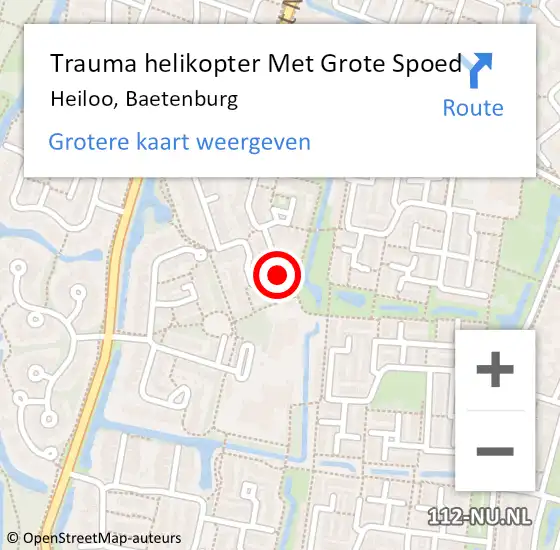 Locatie op kaart van de 112 melding: Trauma helikopter Met Grote Spoed Naar Heiloo, Baetenburg op 26 februari 2022 23:18