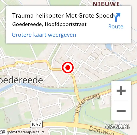 Locatie op kaart van de 112 melding: Trauma helikopter Met Grote Spoed Naar Goedereede, Hoofdpoortstraat op 26 februari 2022 23:23