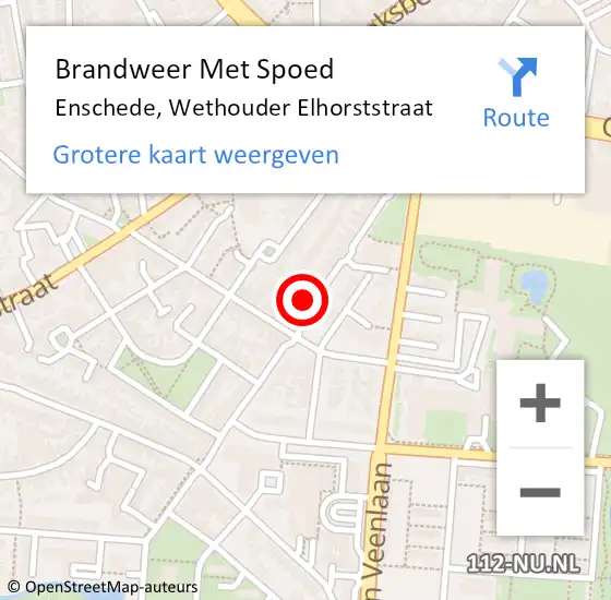 Locatie op kaart van de 112 melding: Brandweer Met Spoed Naar Enschede, Wethouder Elhorststraat op 26 februari 2022 23:48