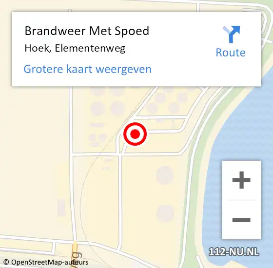 Locatie op kaart van de 112 melding: Brandweer Met Spoed Naar Hoek, Elementenweg op 26 februari 2022 23:53