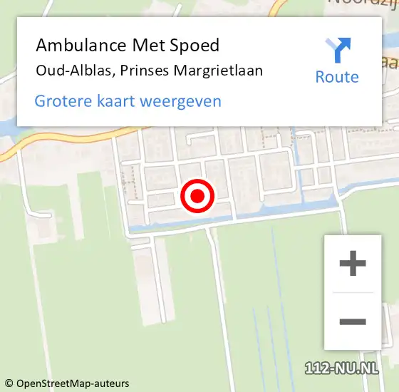 Locatie op kaart van de 112 melding: Ambulance Met Spoed Naar Oud-Alblas, Prinses Margrietlaan op 26 februari 2022 23:53