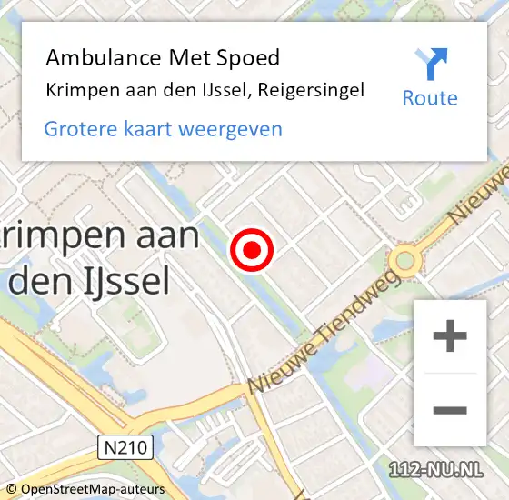 Locatie op kaart van de 112 melding: Ambulance Met Spoed Naar Krimpen aan den IJssel, Reigersingel op 27 februari 2022 00:21