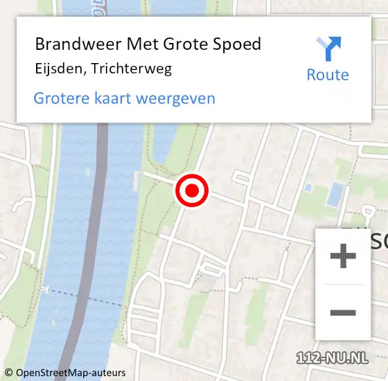 Locatie op kaart van de 112 melding: Brandweer Met Grote Spoed Naar Eijsden, Trichterweg op 27 februari 2022 00:44