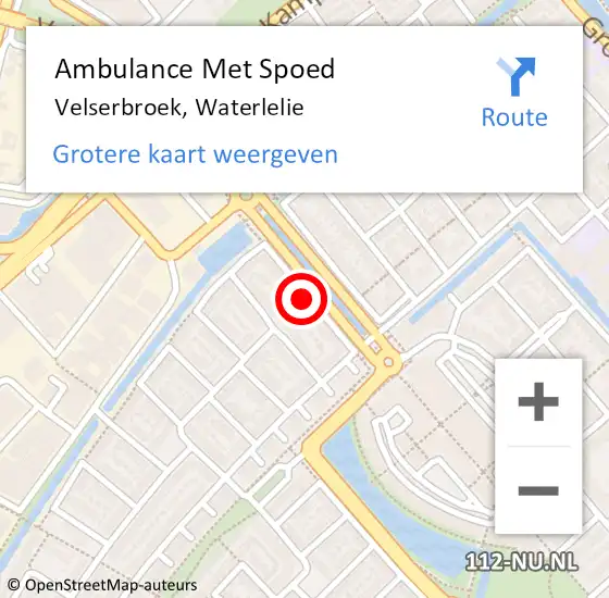 Locatie op kaart van de 112 melding: Ambulance Met Spoed Naar Velserbroek, Waterlelie op 27 februari 2022 00:56