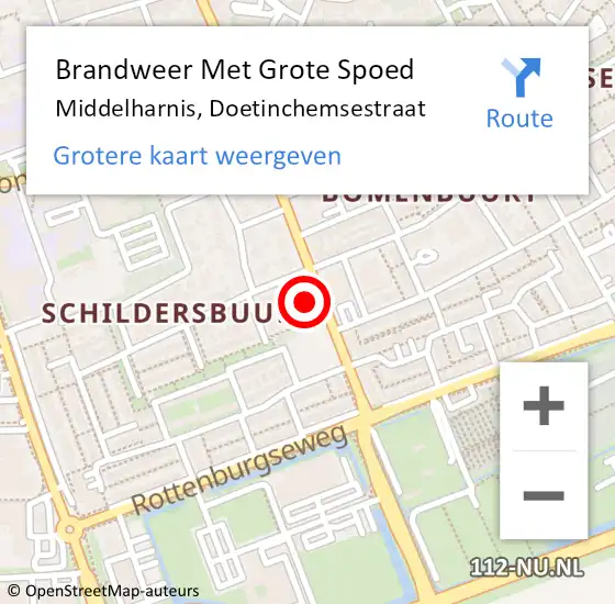 Locatie op kaart van de 112 melding: Brandweer Met Grote Spoed Naar Middelharnis, Doetinchemsestraat op 27 februari 2022 01:01