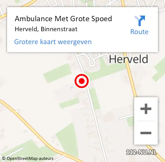 Locatie op kaart van de 112 melding: Ambulance Met Grote Spoed Naar Herveld, Binnenstraat op 27 februari 2022 01:15