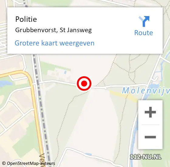 Locatie op kaart van de 112 melding: Politie Grubbenvorst, St Jansweg op 27 februari 2022 01:19