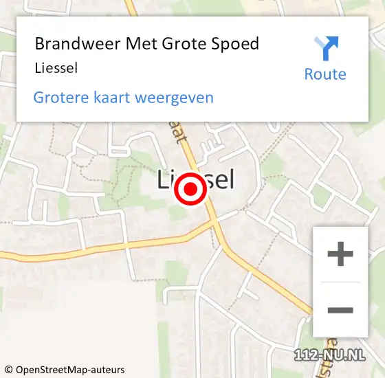 Locatie op kaart van de 112 melding: Brandweer Met Grote Spoed Naar Liessel op 9 juli 2014 17:20