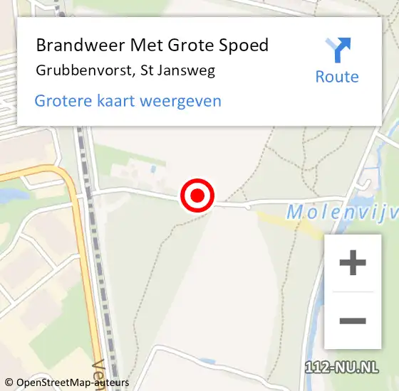 Locatie op kaart van de 112 melding: Brandweer Met Grote Spoed Naar Grubbenvorst, St Jansweg op 27 februari 2022 01:19