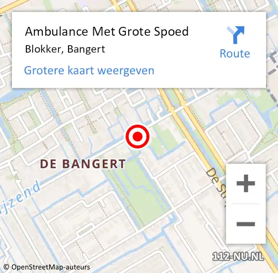 Locatie op kaart van de 112 melding: Ambulance Met Grote Spoed Naar Blokker, Bangert op 27 februari 2022 01:36