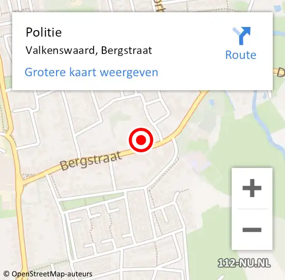 Locatie op kaart van de 112 melding: Politie Valkenswaard, Bergstraat op 27 februari 2022 01:45