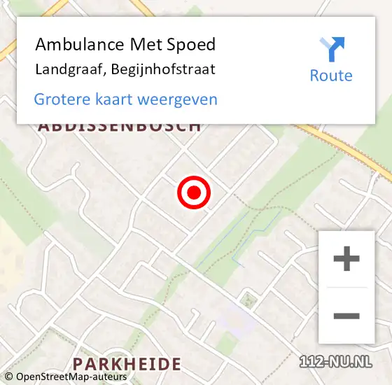 Locatie op kaart van de 112 melding: Ambulance Met Spoed Naar Landgraaf, Begijnhofstraat op 9 juli 2014 17:23