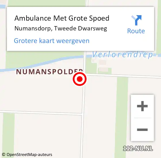 Locatie op kaart van de 112 melding: Ambulance Met Grote Spoed Naar Numansdorp, Tweede Dwarsweg op 27 februari 2022 02:16