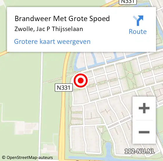 Locatie op kaart van de 112 melding: Brandweer Met Grote Spoed Naar Zwolle, Jac P Thijsselaan op 27 februari 2022 03:02