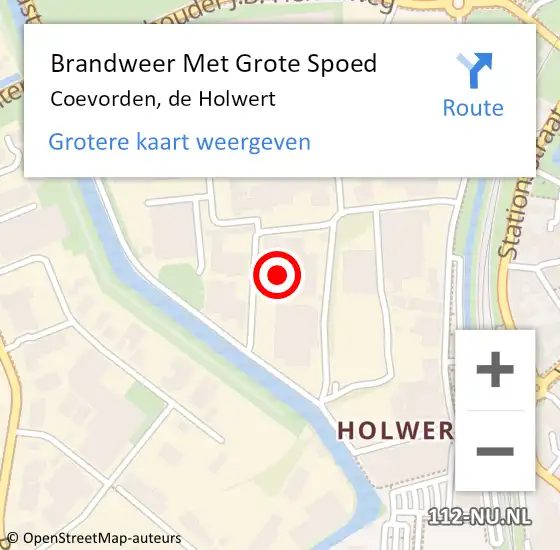 Locatie op kaart van de 112 melding: Brandweer Met Grote Spoed Naar Coevorden, de Holwert op 27 februari 2022 03:09