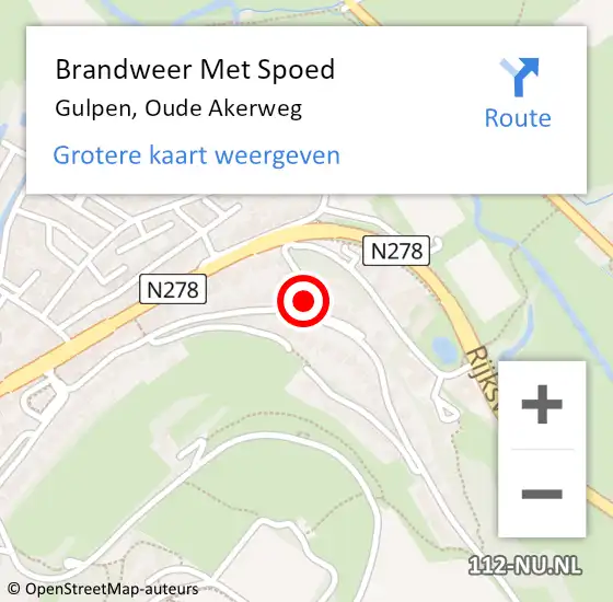 Locatie op kaart van de 112 melding: Brandweer Met Spoed Naar Gulpen, Oude Akerweg op 27 februari 2022 03:21